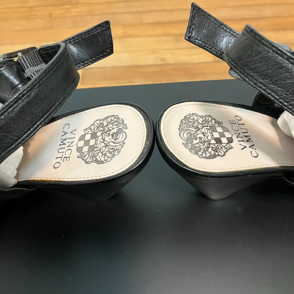 Vince Camuto Black Leather Sandals 10M NWOT/NWOB - Picture 8 of 10